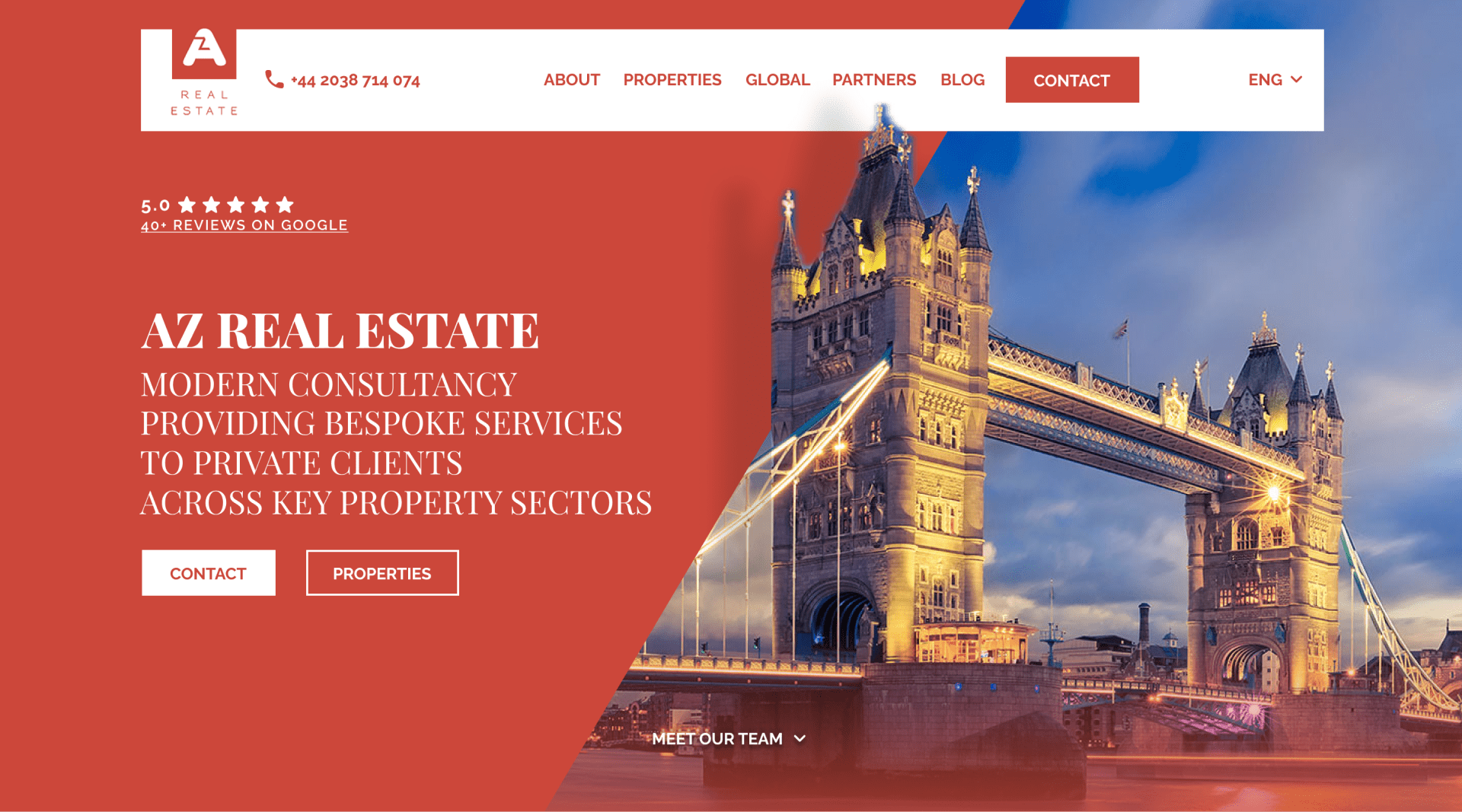 Zmodernizowany projekt strony internetowej biura nieruchomości AZ Real Estate