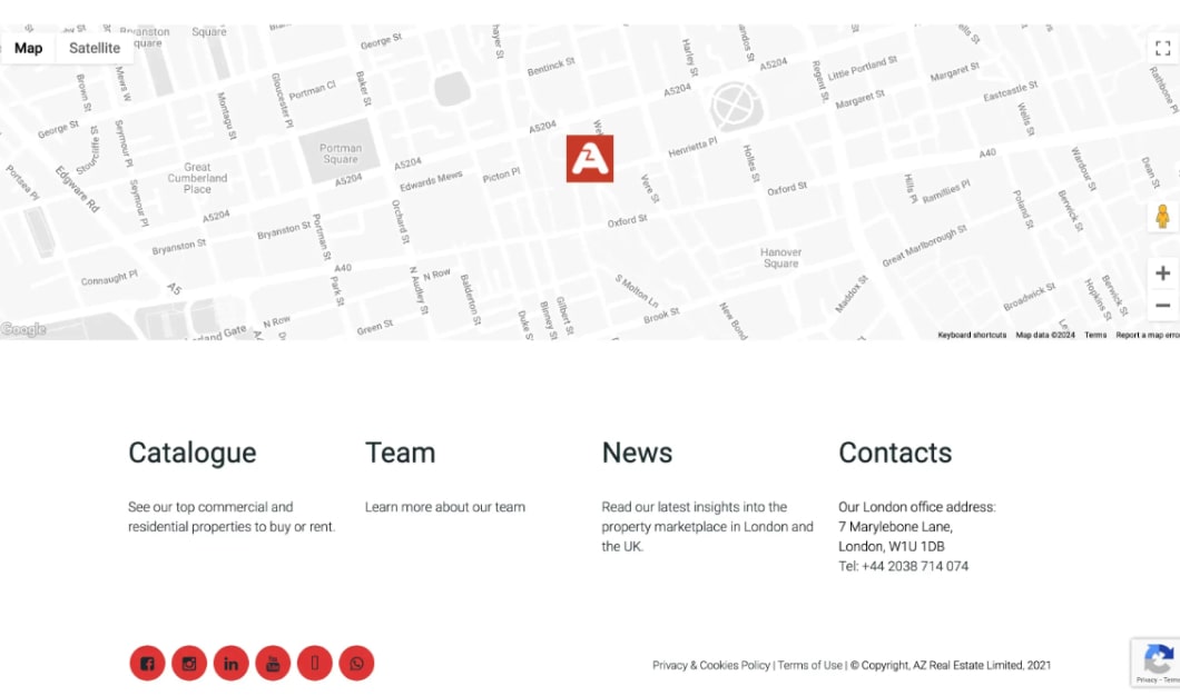 Stara wersja strony internetowej biura nieruchomości AZ Real Estate, stopka