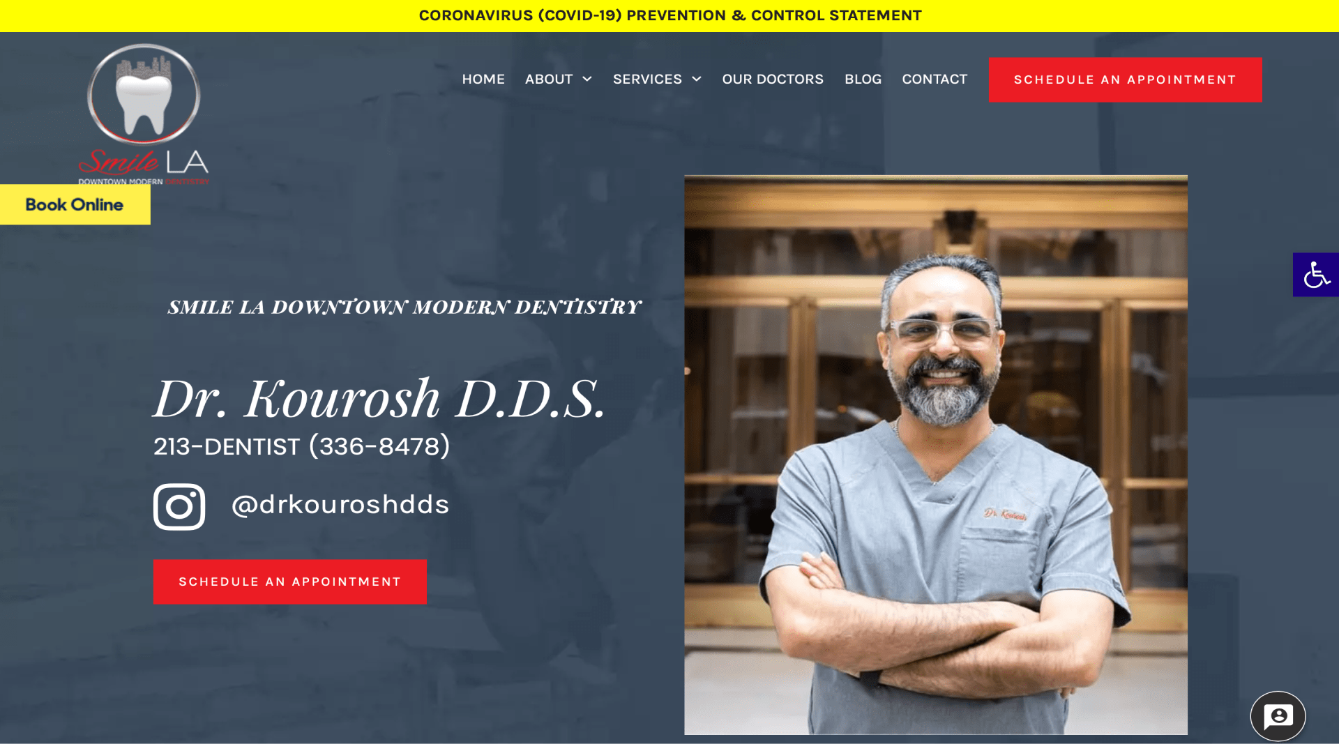 Stara wersja strony internetowej klinki dentystycznej Smile LA